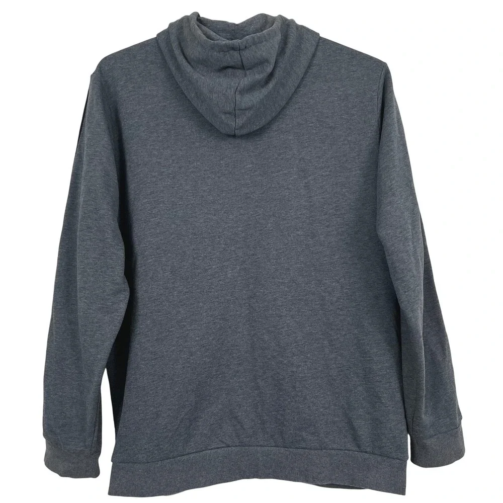 Adidas Essentials Mens Full Zip Hoodie XL Dark Grey 3-Stripe Fleece Sweatshirt
